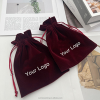Sacs à bijoux en velours marron de luxe durables pour mariage, fête, cadeau de Noël, sac à cordon