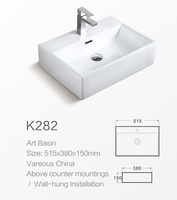 Vasque Sanitaire Sundowner à Poser en Céramique, Lavabo Moderne Rectangulaire pour Salle de Bain