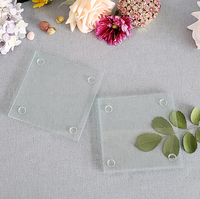 Sous-verre carré classique en verre trempé transparent 100x100 mm, écologique, pour décoration intérieure ou cadeau de fête DIY