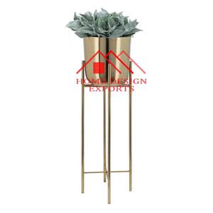 Floor Standing Golden <b>Planter</b> With Stand for Indoor and Outdoor Newest Design Round Floral <b>Gold</b> <b>Planters</b> for Home & Hotels - Product Image 3