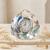 Horloge de table en cristal de haute qualité, polie au diamant, avec logo gravé au laser