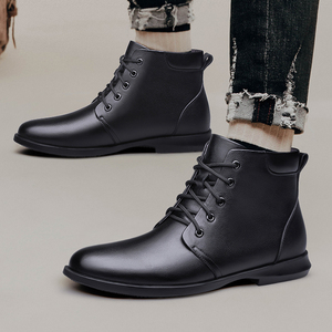 Bottes décontractées et habillées pour hommes en cuir pleine fleur première couche, grande taille 38-45, à lacets à la cheville, souples et antidérapantes - Product Image 3