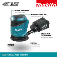 Machine à poncer sur rail Makita 18V sans fil, mini-meuleuse sans balais, outil de polissage pour le travail du bois, petit outil de meulage pour meubles