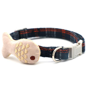 Huisdieraccessoires leverancier honden buitenwandelingen halsband kat vis ruit <span class=keywords><strong>cartoon</strong></span> stof halsband alle seizoenen - Product Image 2