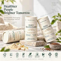 Emballage personnalisé en tube de papier pour compléments vitaminiques, boîte cylindrique en carton imprimée OEM pour capsules, gommes et poudres nutritionnelles