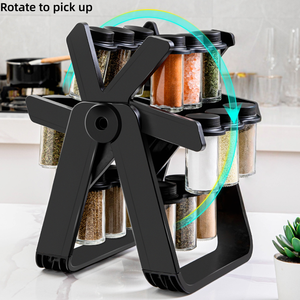 Organizador de Especias Giratorio de 360 Grados - Juego de 18 Frascos de Vidrio con Tapas Herméticas para la Encimera de la Cocina y Espacios Pequeños - Product Image 2