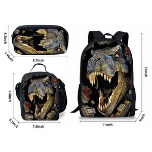 Dinosauro fresco tre pezzi <span class=keywords><strong>zaini</strong></span> per ragazzo/ragazze migliori regali 3D Cartoon zainetto per bambini alla moda impermeabile - Product Image 2