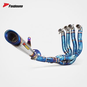 Système d'échappement complet pour <span class=keywords><strong>moto</strong></span> <span class=keywords><strong>Kawasaki</strong></span> H2 <span class=keywords><strong>H2R</strong></span> H2SX, <span class=keywords><strong>prix</strong></span> de gros usine Forsound, en titane coloré effet flamme, tuyau de course - Product Image 2