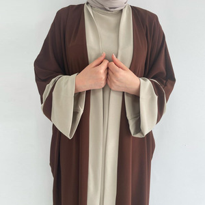 2024 personalizado al por mayor de Oriente Medio Dubai modesto islámico musulmán cárdigan de dos piezas musulmán Abaya vestidos - Product Image 1