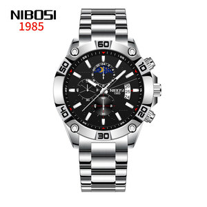 NIBOSI 2502 Montre à quartz pour homme de style moderne, multifonctionnelle, étanche, de haute qualité, bon marché, bracelet en acier inoxydable - Product Image 1