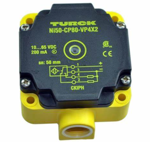 Turck <span class=keywords><strong>NI50</strong></span> - <span class=keywords><strong>CP80</strong></span> - <span class=keywords><strong>VP4X2</strong></span> Sensor inductivo: rango de 50mm, carcasa <span class=keywords><strong>CP80</strong></span>, PNP, 10 - 30VDC, IP67 para uso industrial - Product Image 1