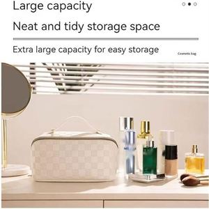 Checkerboard <b>Pillow</b> Makeup Bag <b>Large</b> Capacity Portable Ins New Network Celebrity Travel Cosmetics Toiletries Storage Bag - Product Image 4