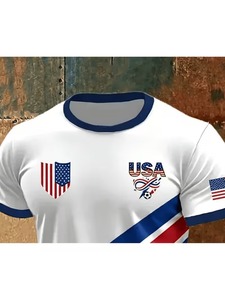 National Team Striped Short-Sleeve T-Shirt, Men's Football Fan Shirt Clothing Factory, Customization Available.F10 - Product Image 3