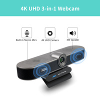 Webcam tout-en-un avec zoom 4X, 4K, USB, cadrage automatique, pour réunions en ligne, diffusion en direct et conférences