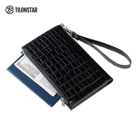 Porte-passeport personnalisé avec logo, blocage RFID, en cuir microfibre imitation crocodile, étui de voyage pour passeport, cadeau d'affaires