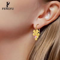 18K Gouden Druivencluster Oorbellen met Roze Zirkoon 925 Sterling Zilver Fruit Oorbellen Dames Op Maat Fijne Sieraden Groothandel