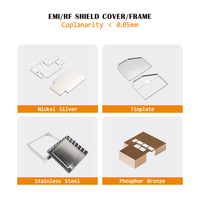 Pelindung RF Nikel Perak Kustom, Penutup Perisai EMI PCB, Desain Satu Bagian Dua Bagian untuk Pemasangan Solder Papan Sirkuit