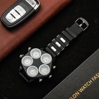 Montre-bracelet analogique à quartz multifonction à cinq aiguilles pour homme, style Hip Hop Punk, grand cadran 50 mm, 5 fuseaux horaires, vente en gros