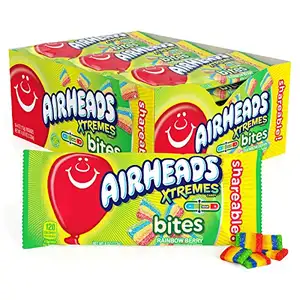 Air Heads Xtremes beißt süß saure Süßigkeiten Rainbow Berry Non Melting (Packung mit 18 Stück)