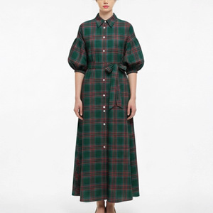 slim fit dress slacks Perfection in Plaid Dress Green Flannel / Xs main image 1