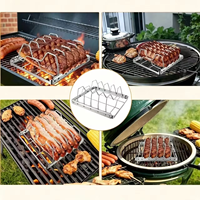 Support à côtes et grille de rôtissage en acier inoxydable MIXWARES pour steak, poulet, agneau et barbecue extérieur