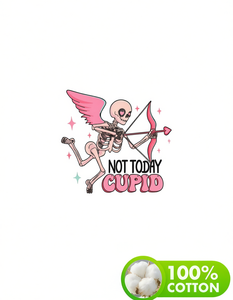 T-shirt con stampa Not Today Cupid Skull, unisex, manica corta, girocollo, 100% cotone, vestibilità comoda per tutte le stagioni - Product Image 1