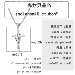 yunnique Stainless Steel <b>Cross</b> Pendant Necklace With Crystal Inlay For Men Gift Jewelry - Product Image 2
