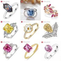 GIGAJEWE Bague de fiançailles personnalisée en moissanite colorée, bijoux en or massif 9K 14K 18K pour femme, cadeau