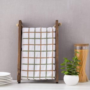 Porte-serviettes en bois à 2 barres et 3 niveaux, multifonctionnel, pour rangement de salle de bain ou de bureau - Product Image 4
