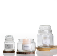 Récipient vide personnalisé de 4oz 12oz 17oz 24oz pot à bougie classique en verre transparent mat avec couvercle en verre et boîte pour la décoration de la fabrication de bougies