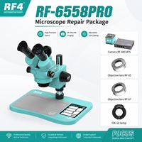 Microscope stéréoscopique trinoculaire RF-6558PRO-4KC6FIS avec caméra 4K et éclairage annulaire LED pour usage industriel, réparation de matériel informatique et de cartes PBC