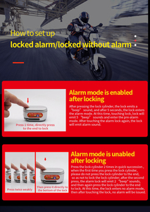 Smartgoor kunci cakram <span class=keywords><strong>Alarm</strong></span>, kunci rem cakram sepeda motor Anti Maling, baterai Lithium 500mAh, <span class=keywords><strong>Alarm</strong></span> 110db Anti air - Product Image 6
