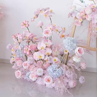 Décorations artificielles pour mariage, ensemble de fleurs en soie rectangulaires rose et bleu rêveur, pour arche en acier inoxydable et toile de fond en panneau KT, idéal pour la photographie