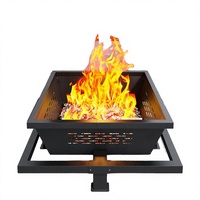 Brasero carré en acier allié Auhilence 42 avec revêtement en poudre, pour brûler du bois, idéal pour le camping, la cour et la terrasse
