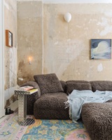 Canapé d'angle moderne trois places Lazy Wind, ensemble de canapés modulaires Wai Ji pour un espace esthétique, en tissu velours, idéal pour appartement et villa, salon.