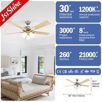 Ventilateur de plafond 1stshine en MDF avec lames, design moderne, intelligent, efficace, assurance qualité, vente en gros, avec lumière LED