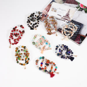 Conjunto de pulseras de cuentas de bisutería con borla y dije de la Torre Eiffel para mujer, regalo hecho en China - Product Image 2