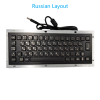 Teclado Industrial de Acero Inoxidable de 65 Teclas, Compacto y Duradero, con Acabado Negro, Montaje en Panel, Interfaz USB, Resistente al Agua IP65 para Ambientes Hostiles