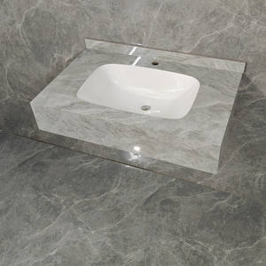 Blanc Jazz moderne et autres couleurs cintrage à chaud sans couture une pièce côté Splash monotrou montage granit hôtel utilisation lavabo de salle de bain - Product Image 2