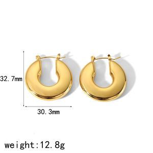 Stainless Steel U Shape <b>Hoop</b> <b>Earrings</b> Gold <b>Silver</b> Color Fashion Geometric Stud <b>Earrings</b> For Women Jewelry Accessories - Product Image 3