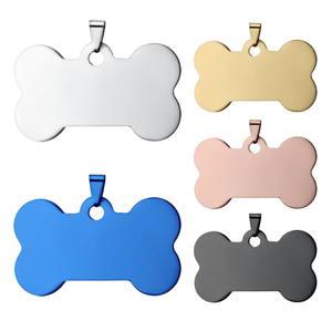 Etiquetas de identificación de perro y gato con forma de hueso de acero inoxidable con texto personalizado de Metal personalizado más vendido - Product Image 1
