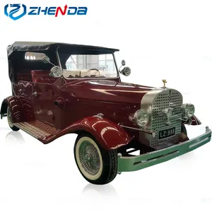 Auto classica convertibile rossa/auto classica a 5 posti alla moda/supporto carrello da golf elettrico panoramico in stile personalizzato auto classica