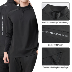 Спортивная одежда на заказ: мужская легкая компрессионная футболка с длинным рукавом, на молнии до середины груди, для фитнеса и тренировок, с принтом - Product Image 4