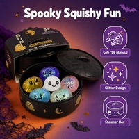 Ensemble de jouets anti-stress Halloween six-en-un : Jouet à presser fantôme mignon avec paillettes pour enfants, idéal pour cadeaux et décorations de fête