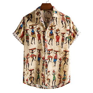 <span class=keywords><strong>Camicia</strong></span> da <span class=keywords><strong>uomo</strong></span> estiva casual in <span class=keywords><strong>lino</strong></span> a <span class=keywords><strong>maniche</strong></span> <span class=keywords><strong>corte</strong></span>, traspirante, con stampa patchwork alla moda, stile streetwear - Product Image 1