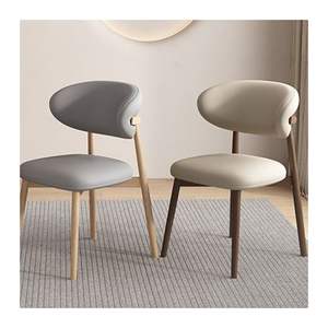 Silla <span class=keywords><strong>de</strong></span> Comedor Moderna <span class=keywords><strong>de</strong></span> Cuero con Respaldo Circular y Cojines Suaves Adecuada <span class=keywords><strong>para</strong></span> Familias Hoteles Cocinas - Product Image 5