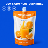 Pochettes souples personnalisées en plastique alimentaire écologique de 100 ml et 250 ml pour jus de fruits (ananas, mangue), lait et café, avec bec verseur