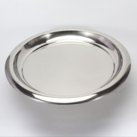 Plateau de service à barre ronde en acier inoxydable 18/8 plat poli écologique pour restaurant d'hôtel et occasions de fête