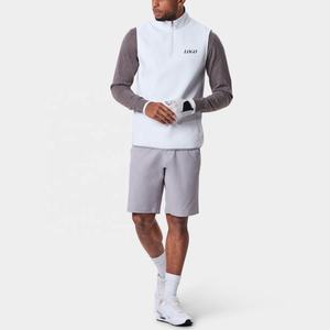 <b>Men's</b> <b>White</b> Sleeveless Stand Collar <b>Vest</b> With Zipper Front Logo Casual Outer Wear Spring Breathable Polyester - Product Image 6