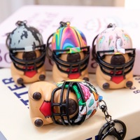 Porte-clés Capybara en plastique ABS en gros, pendentif casque de football américain, adorable jouet en PVC, décoration de porte-clés Capybara